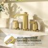 imageFORIOUS 3 Hole Bathroom Vanity Sink FaucetMatte Black Waterfall Widespread Bathroom Faucets 2Handle with Metal PopUp Drain Modern DesignBrushed Gold