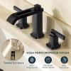 imageFORIOUS 3 Hole Bathroom Vanity Sink FaucetMatte Black Waterfall Widespread Bathroom Faucets 2Handle with Metal PopUp Drain Modern DesignMatte Black