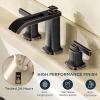 imageFORIOUS 3 Hole Bathroom Vanity Sink FaucetMatte Black Waterfall Widespread Bathroom Faucets 2Handle with Metal PopUp Drain Modern DesignOil Rubbed Bronze