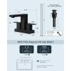 imageFORIOUS 4 Inch Bathroom Faucet Centerset Black 2 Hole Square Matte Black Centerset Bathroom Sink Faucet 4quot with Metal Pop Up Drain 24quot CUPC Hose and Spare Water Saving AeratorMatte Black