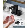 imageFORIOUS 4 Inch Bathroom Faucet Centerset Black 2 Hole Square Matte Black Centerset Bathroom Sink Faucet 4quot with Metal Pop Up Drain 24quot CUPC Hose and Spare Water Saving AeratorMatte Black