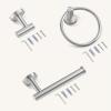 imageFORIOUS 4 Piece Black Bathroom Accessories SUS304 Stainless Steel Toilet Paper Holder and Hand Towel Holder Set Wall Mounted Bathroom Hardware Set with Towel Ring and 2 HooksStainless Steel
