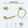 imageFORIOUS 4 Piece Black Bathroom Accessories SUS304 Stainless Steel Toilet Paper Holder and Hand Towel Holder Set Wall Mounted Bathroom Hardware Set with Towel Ring and 2 HooksDark Gold