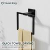 imageFORIOUS 5 Pieces Bathroom Hardware Accessories Set SUS304 Stainless Steel Square 24 inch Bath Towel Holder Bar Set Towel Rack for Bathroom Wall Mounted Matte Black