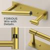 imageFORIOUS Adhesive Toilet Paper Holder Brushed Nickel Self Adhesive or Wall Mounted Options Stainless Steel Rustproof Stick on no Drilling Pivoting Toilet Tissue Roll Holder Wall Mount for BathroomBrushed Gold