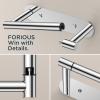imageFORIOUS Adhesive Toilet Paper Holder Brushed Nickel Self Adhesive or Wall Mounted Options Stainless Steel Rustproof Stick on no Drilling Pivoting Toilet Tissue Roll Holder Wall Mount for BathroomChrome