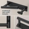 imageFORIOUS Adhesive Toilet Paper Holder Brushed Nickel Self Adhesive or Wall Mounted Options Stainless Steel Rustproof Stick on no Drilling Pivoting Toilet Tissue Roll Holder Wall Mount for BathroomMatte Black