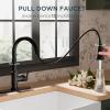 imageFORIOUS Antique Black Kitchen Faucets with Pull Down Sprayer 3 in 1 Stainless Steel High Arc Single Handle Sink Faucet for Farmhouse Camper Rv Bar Fit for 1 or 3 HoleMatte Black