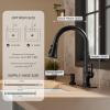 imageFORIOUS Antique Black Kitchen Faucets with Pull Down Sprayer 3 in 1 Stainless Steel High Arc Single Handle Sink Faucet for Farmhouse Camper Rv Bar Fit for 1 or 3 HoleMatte Black