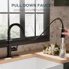 imageFORIOUS Antique Black Kitchen Faucets with Pull Down Sprayer 3 in 1 Stainless Steel High Arc Single Handle Sink Faucet for Farmhouse Camper Rv Bar Fit for 1 or 3 HoleOil Rubbed Bronze