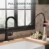 imageFORIOUS Antique Black Kitchen Faucets with Pull Down Sprayer 3 in 1 Stainless Steel High Arc Single Handle Sink Faucet for Farmhouse Camper Rv Bar Fit for 1 or 3 HoleOil Rubbed Bronze