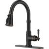imageFORIOUS Antique Black Kitchen Faucets with Pull Down Sprayer 3 in 1 Stainless Steel High Arc Single Handle Sink Faucet for Farmhouse Camper Rv Bar Fit for 1 or 3 HoleOil Rubbed Bronze