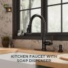 imageFORIOUS Antique Black Kitchen Faucets with Pull Down Sprayer 3 in 1 Stainless Steel High Arc Single Handle Sink Faucet for Farmhouse Camper Rv Bar Fit for 1 or 3 HoleOil Rubbed Bronze