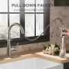 imageFORIOUS Antique Black Kitchen Faucets with Pull Down Sprayer 3 in 1 Stainless Steel High Arc Single Handle Sink Faucet for Farmhouse Camper Rv Bar Fit for 1 or 3 HoleStainless Steel