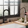 imageFORIOUS Antique Black Kitchen Faucets with Pull Down Sprayer 3 in 1 Stainless Steel High Arc Single Handle Sink Faucet for Farmhouse Camper Rv Bar Fit for 1 or 3 HoleOil Rubbed Bronze