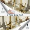 imageFORIOUS Bathroom Faucet 1 Hole with Pull Down Sprayer 3 Hole Brushed Nickel Bathroom Sink Faucet with Pop Up Drain for RV Bar Laundry Vanity Utility Sink Remodel Single Handle DesignBrushed Gold
