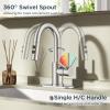 imageFORIOUS Bathroom Faucet 1 Hole with Pull Down Sprayer 3 Hole Brushed Nickel Bathroom Sink Faucet with Pop Up Drain for RV Bar Laundry Vanity Utility Sink Remodel Single Handle DesignStainless Steel