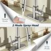 imageFORIOUS Bathroom Faucet 1 Hole with Pull Down Sprayer 3 Hole Brushed Nickel Bathroom Sink Faucet with Pop Up Drain for RV Bar Laundry Vanity Utility Sink Remodel Single Handle DesignStainless Steel