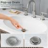 imageFORIOUS Bathroom Sink Drain with Overflow Pop Up Drain Assembly with Detachable Basket Stopper AntiExplosion and AntiClogging Drain Strainer 304 Stainless Steel Brushed NickelStainless Steel