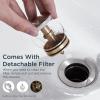imageFORIOUS Bathroom Sink Drain with Overflow Pop Up Drain Assembly with Detachable Basket Stopper AntiExplosion and AntiClogging Drain Strainer 304 Stainless Steel Brushed NickelStainless Steel