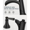 imageFORIOUS Black Bathroom Faucet 3 Hole 2 Handle Brass 8 Inch Widespread Matte Black Bathroom Sink Faucet Waterfall with Popup Drain and CUPC Flexible Hoses Vanity Tap 3 HolesMatte Black