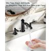 imageFORIOUS Black Bathroom Faucet 3 Hole 2 Handle Brass 8 Inch Widespread Matte Black Bathroom Sink Faucet Waterfall with Popup Drain and CUPC Flexible Hoses Vanity Tap 3 HolesMatte Black