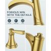 imageFORIOUS Black Bathroom Faucet 3 Hole 2 Handle Brass 8 Inch Widespread Matte Black Bathroom Sink Faucet Waterfall with Popup Drain and CUPC Flexible Hoses Vanity Tap 3 HolesBrushed Gold