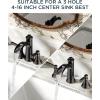 imageFORIOUS Black Bathroom Faucet 3 Hole 2 Handle Brass 8 Inch Widespread Matte Black Bathroom Sink Faucet Waterfall with Popup Drain and CUPC Flexible Hoses Vanity Tap 3 HolesOil Rubbed Bronze
