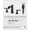 imageFORIOUS Black Bathroom Faucet 3 Hole 2 Handle Brass 8 Inch Widespread Matte Black Bathroom Sink Faucet Waterfall with Popup Drain and CUPC Flexible Hoses Vanity Tap 3 HolesMatte Black