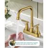 imageFORIOUS Black Bathroom Faucet for Sink 3 HoleWidespread Matte Black Bathroom Sink Faucets2 Handles RV Bathroom Faucets Vanity with Pop Up Drain and Supply HosesBrushed Gold