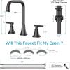 imageFORIOUS Black Bathroom Faucet for Sink 3 HoleWidespread Matte Black Bathroom Sink Faucets2 Handles RV Bathroom Faucets Vanity with Pop Up Drain and Supply HosesMatte Black