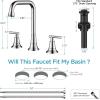 imageFORIOUS Black Bathroom Faucet for Sink 3 HoleWidespread Matte Black Bathroom Sink Faucets2 Handles RV Bathroom Faucets Vanity with Pop Up Drain and Supply HosesChrome