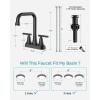 imageFORIOUS Black Bathroom Faucet for Sink 3 HoleWidespread Matte Black Bathroom Sink Faucets2 Handles RV Bathroom Faucets Vanity with Pop Up Drain and Supply HosesMatte Black