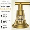 imageFORIOUS Black Bathroom Faucet for Sink 3 HoleWidespread Matte Black Bathroom Sink Faucets2 Handles RV Bathroom Faucets Vanity with Pop Up Drain and Supply HosesBrushed Gold