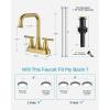 imageFORIOUS Black Bathroom Faucet for Sink 3 HoleWidespread Matte Black Bathroom Sink Faucets2 Handles RV Bathroom Faucets Vanity with Pop Up Drain and Supply HosesBrushed Gold