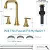 imageFORIOUS Black Bathroom Faucet for Sink 3 HoleWidespread Matte Black Bathroom Sink Faucets2 Handles RV Bathroom Faucets Vanity with Pop Up Drain and Supply HosesBrushed Gold