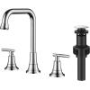 imageFORIOUS Black Bathroom Faucet for Sink 3 HoleWidespread Matte Black Bathroom Sink Faucets2 Handles RV Bathroom Faucets Vanity with Pop Up Drain and Supply HosesChrome