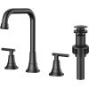 imageFORIOUS Black Bathroom Faucet for Sink 3 HoleWidespread Matte Black Bathroom Sink Faucets2 Handles RV Bathroom Faucets Vanity with Pop Up Drain and Supply HosesMatte Black