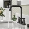 imageFORIOUS Black Bathroom Faucet for Sink 3 HoleWidespread Matte Black Bathroom Sink Faucets2 Handles RV Bathroom Faucets Vanity with Pop Up Drain and Supply HosesMatte Black