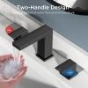 imageFORIOUS Black Bathroom Faucets 3 Hole Matte Black Bathroom Sink Faucet 8 Inch Widespread 2 Handle for Restroom Sink with Pop Up Drain CUPC Supply Hose and Spare Water Saving Aerator Vanity 3 HolesMatte Black