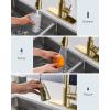 imageFORIOUS Black Kitchen Faucet with Soap Dispenser and Pull Down Sprayer Bar High Arc Single Handle Classic 3 Modes Stainless Steel Faucet for Kitchen Sink Farmhouse RV Laundry CamperGold