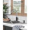 imageFORIOUS Black Kitchen Faucet with Soap Dispenser and Pull Down Sprayer Bar High Arc Single Handle Classic 3 Modes Stainless Steel Faucet for Kitchen Sink Farmhouse RV Laundry CamperBlackChrome