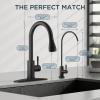 imageFORIOUS Black Kitchen Faucet with Soap Dispenser and Pull Down Sprayer Bar High Arc Single Handle Classic 3 Modes Stainless Steel Faucet for Kitchen Sink Farmhouse RV Laundry CamperMatte Black