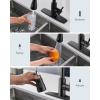 imageFORIOUS Black Kitchen Faucet with Soap Dispenser and Pull Down Sprayer Bar High Arc Single Handle Classic 3 Modes Stainless Steel Faucet for Kitchen Sink Farmhouse RV Laundry CamperMatte Black