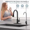imageFORIOUS Black Kitchen Faucet with Soap Dispenser and Pull Down Sprayer Bar High Arc Single Handle Classic 3 Modes Stainless Steel Faucet for Kitchen Sink Farmhouse RV Laundry CamperMatte Black