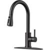 imageFORIOUS Black Kitchen Faucet with Soap Dispenser and Pull Down Sprayer Bar High Arc Single Handle Classic 3 Modes Stainless Steel Faucet for Kitchen Sink Farmhouse RV Laundry CamperOil Rubbed Bronze
