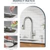 imageFORIOUS Black Kitchen Faucet with Soap Dispenser and Pull Down Sprayer Bar High Arc Single Handle Classic 3 Modes Stainless Steel Faucet for Kitchen Sink Farmhouse RV Laundry CamperStainless Steel