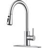 imageFORIOUS Black Kitchen Faucet with Soap Dispenser and Pull Down Sprayer Bar High Arc Single Handle Classic 3 Modes Stainless Steel Faucet for Kitchen Sink Farmhouse RV Laundry CamperChrome