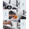 imageFORIOUS Black Kitchen Faucet with Soap Dispenser and Pull Down Sprayer Bar High Arc Single Handle Classic 3 Modes Stainless Steel Faucet for Kitchen Sink Farmhouse RV Laundry CamperChrome