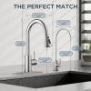 imageFORIOUS Black Kitchen Faucet with Soap Dispenser and Pull Down Sprayer Bar High Arc Single Handle Classic 3 Modes Stainless Steel Faucet for Kitchen Sink Farmhouse RV Laundry CamperStainless Steel